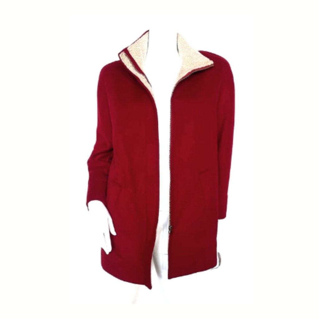Club Monaco Wool Blend Fleece Jacket Coat Sz Xs Red $398